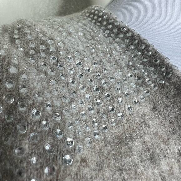 Maison 1.2.3 Paris Cashmere Cardigan M/L Womens Beige Ruffle Embellished Open - Picture 6 of 12